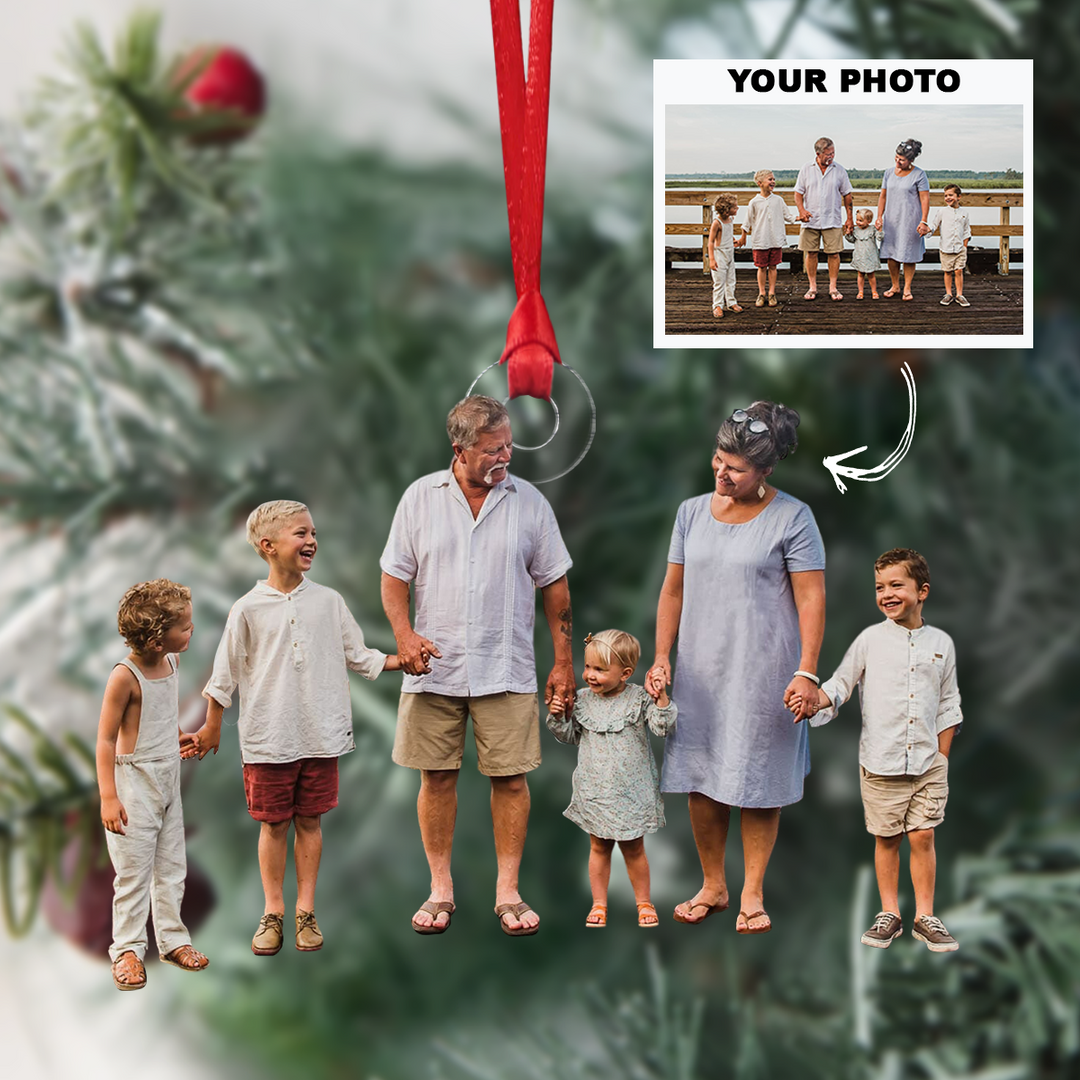 Our Grandkids - Personalized Photo Mica Ornament - Customized Your Photo Ornament - Christmas Gift For Grandma, Grandpa, Family Members
