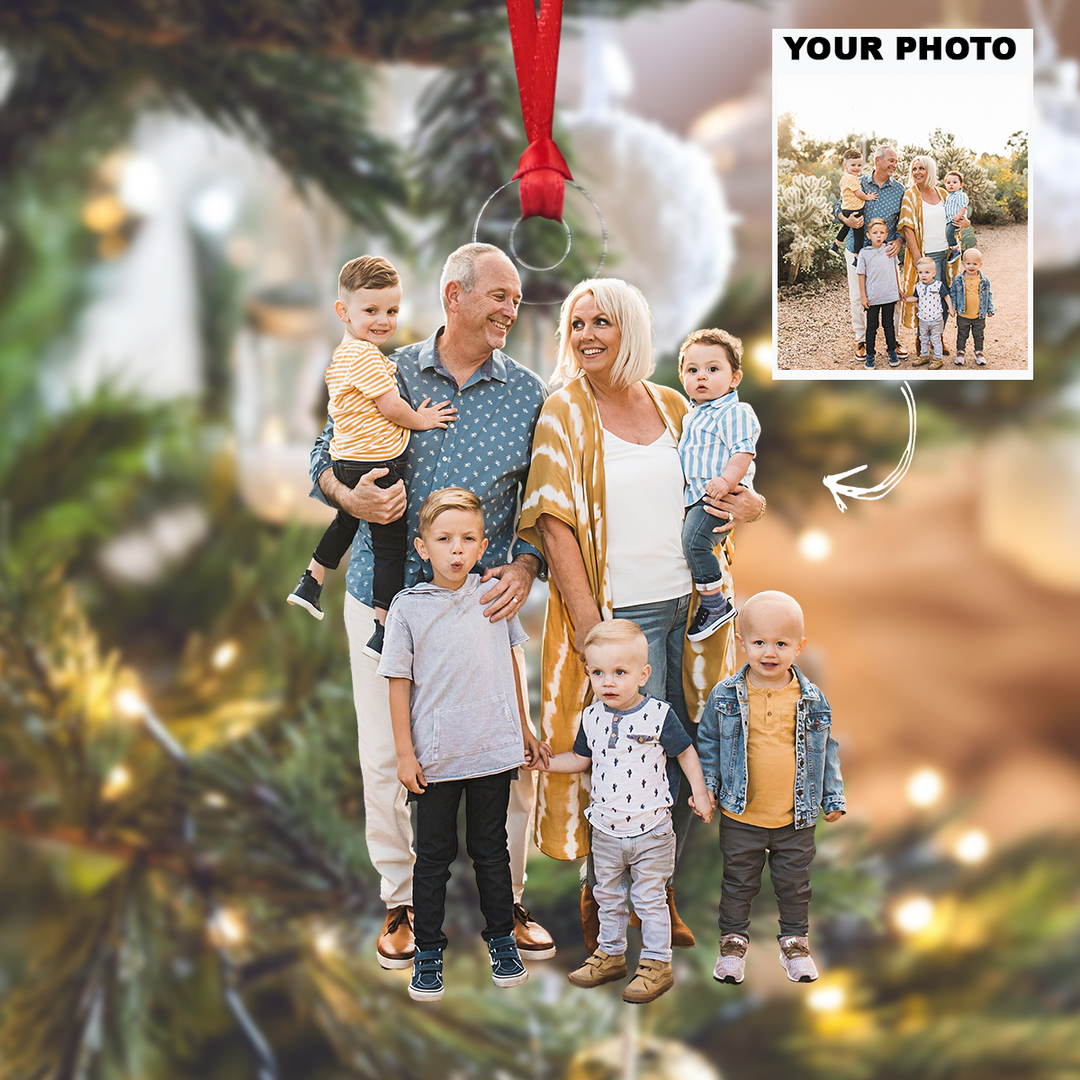 Our Grandkids - Personalized Photo Mica Ornament - Customized Your Photo Ornament - Christmas Gift For Grandma, Grandpa, Family Members