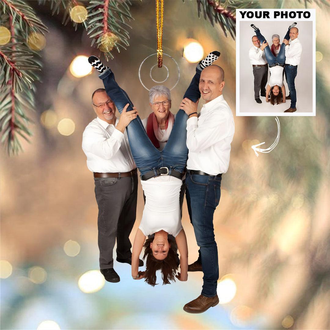 Upside-Down Fun - Personalized Photo Mica Ornament - Christmas Gift For Friends, Family Members