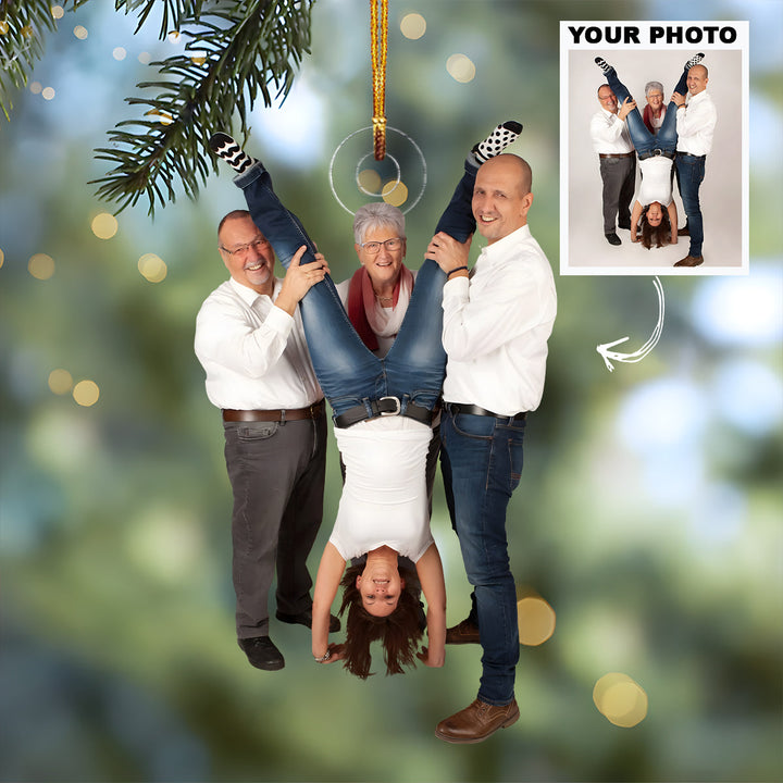 Upside-Down Fun - Personalized Photo Mica Ornament - Christmas Gift For Friends, Family Members