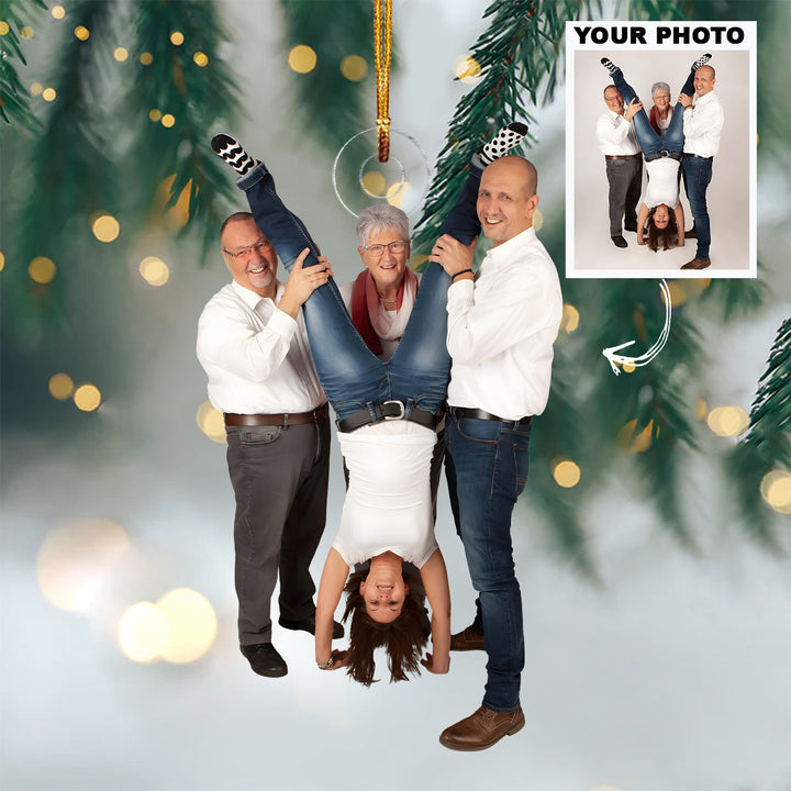 Upside-Down Fun - Personalized Photo Mica Ornament - Christmas Gift For Friends, Family Members
