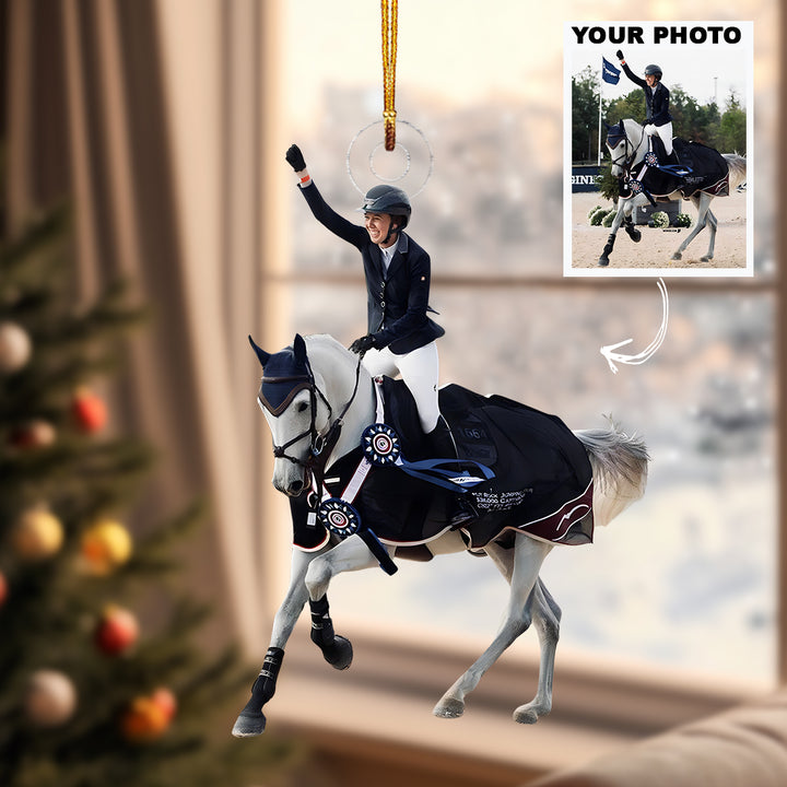 Majestic Bond - Personalized Photo Mica Ornament - Christmas Gift For Family Members, Horse Lovers