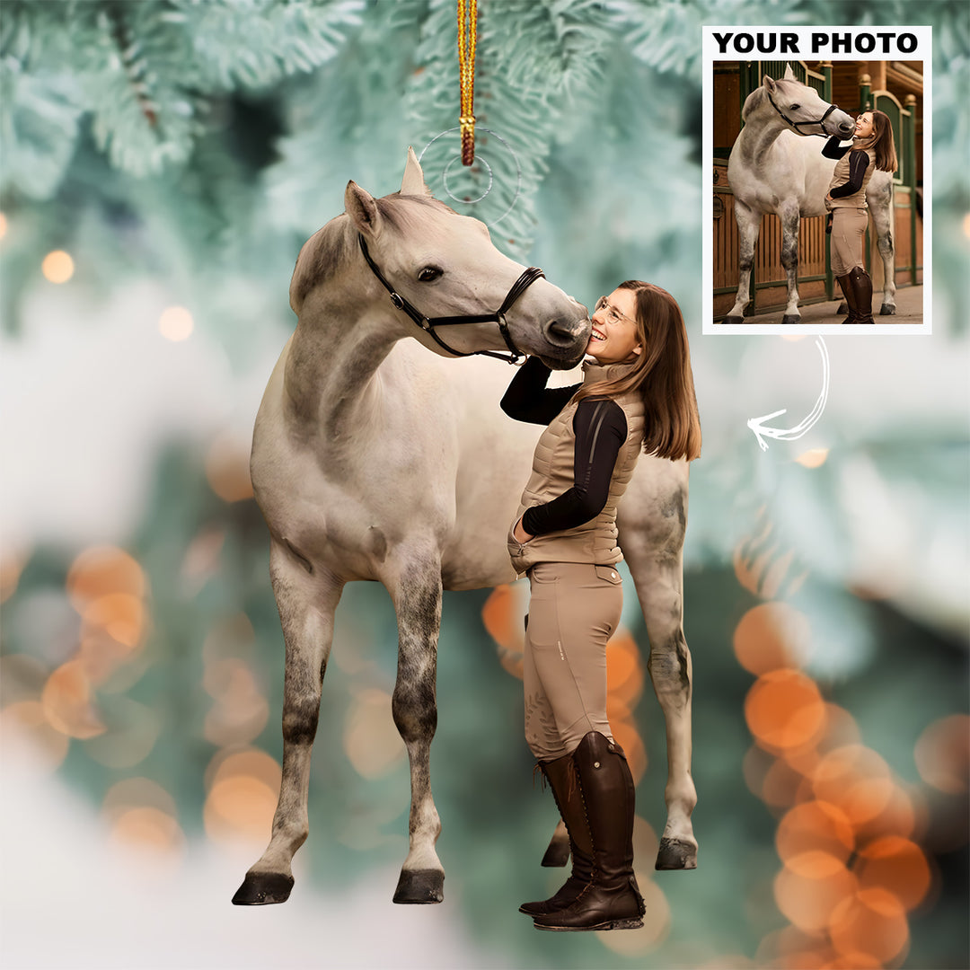 Golden Gallop - Personalized Photo Mica Ornament - Christmas Gift For Family Members, Horse Lovers