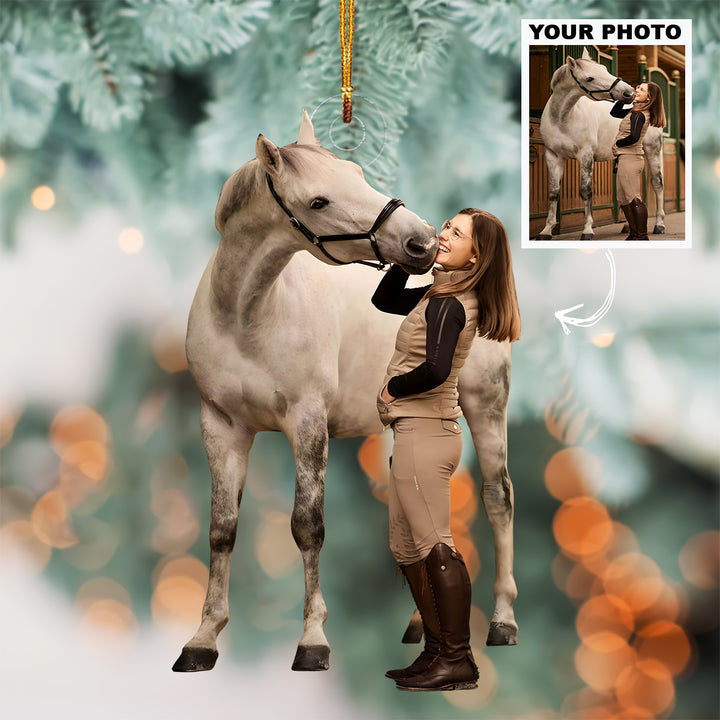 Golden Gallop - Personalized Photo Mica Ornament - Christmas Gift For Family Members, Horse Lovers