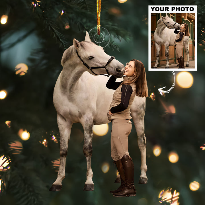 Golden Gallop - Personalized Photo Mica Ornament - Christmas Gift For Family Members, Horse Lovers