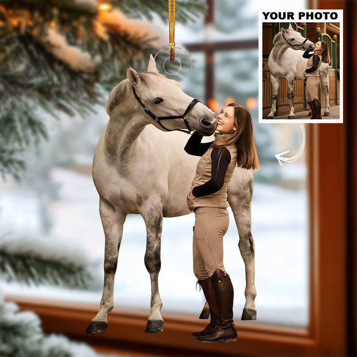 Golden Gallop - Personalized Photo Mica Ornament - Christmas Gift For Family Members, Horse Lovers