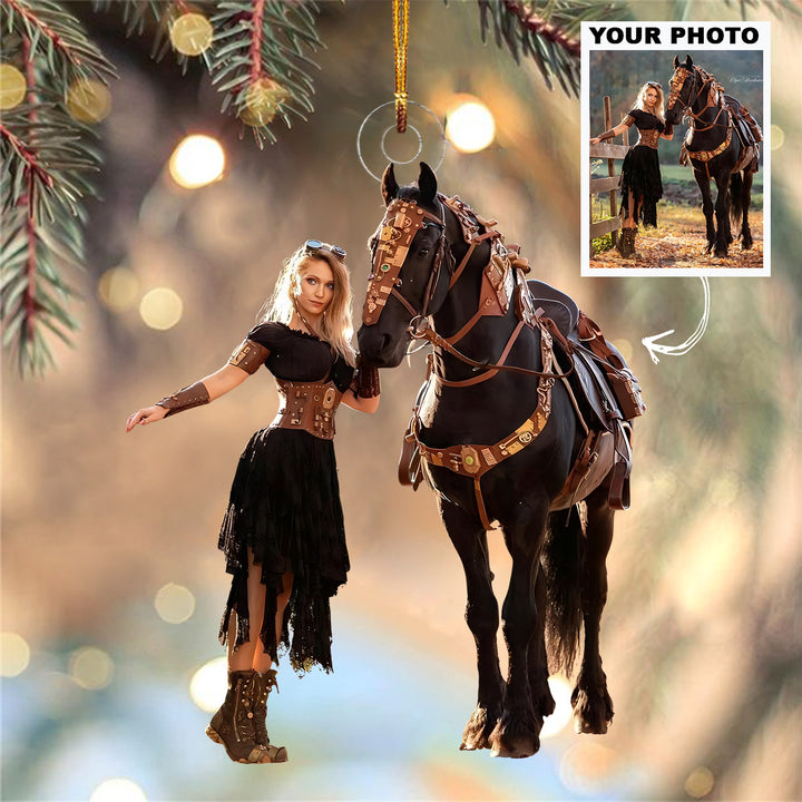 Majestic Bond - Personalized Photo Mica Ornament - Christmas Gift For Family Members, Horse Lovers