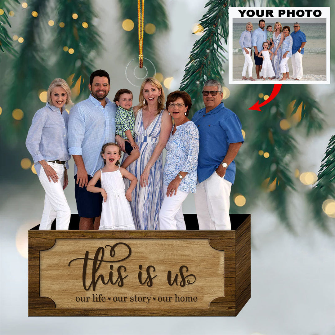 United By Love, Bonded By Family - Personalized Photo Mica Ornament - Christmas Gift For Family, Family Members UPL0VL026