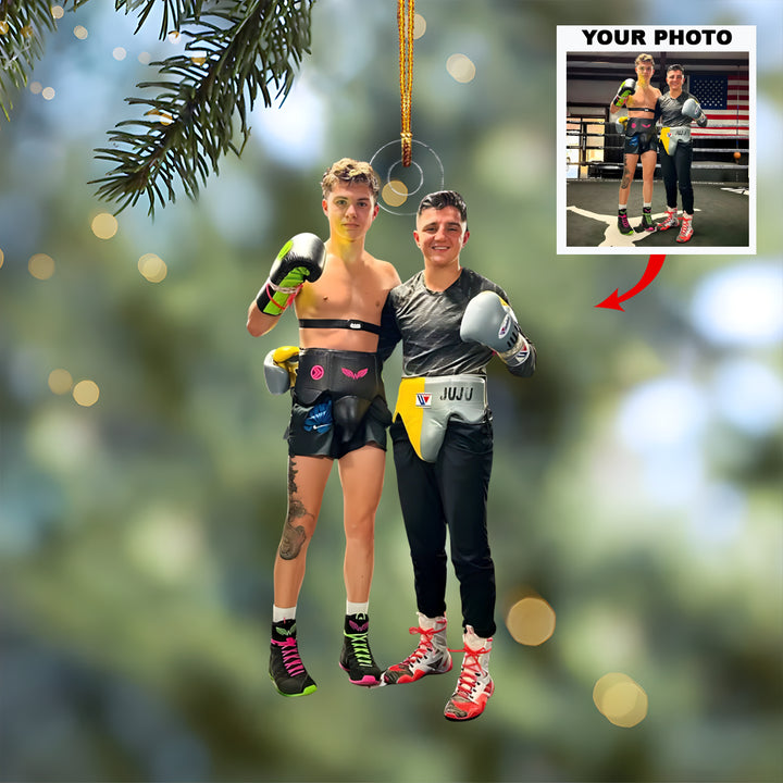 Pride In Gloves - Personalized Photo Mica Ornament - Christmas Gift For Boxing Lovers
