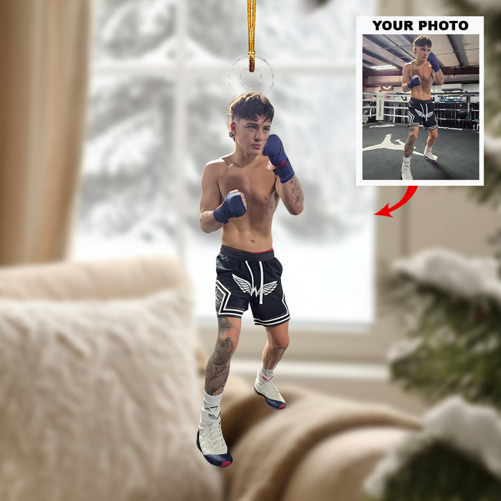 Pride In Gloves - Personalized Photo Mica Ornament - Christmas Gift For Boxing Lovers