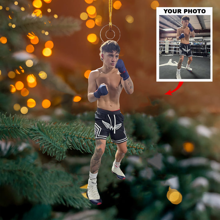 Pride In Gloves - Personalized Photo Mica Ornament - Christmas Gift For Boxing Lovers