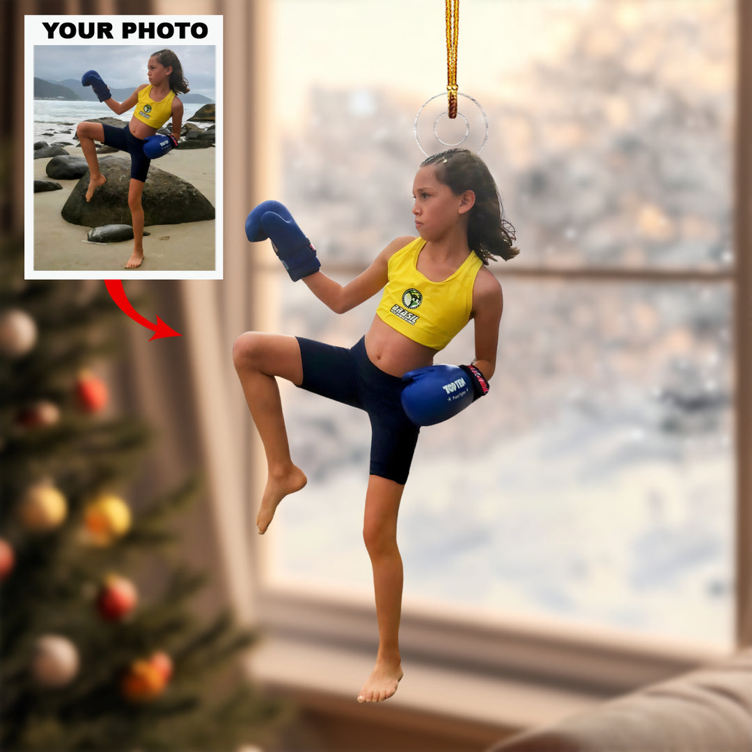 Pride In Gloves - Personalized Photo Mica Ornament - Christmas Gift For Boxing Lovers