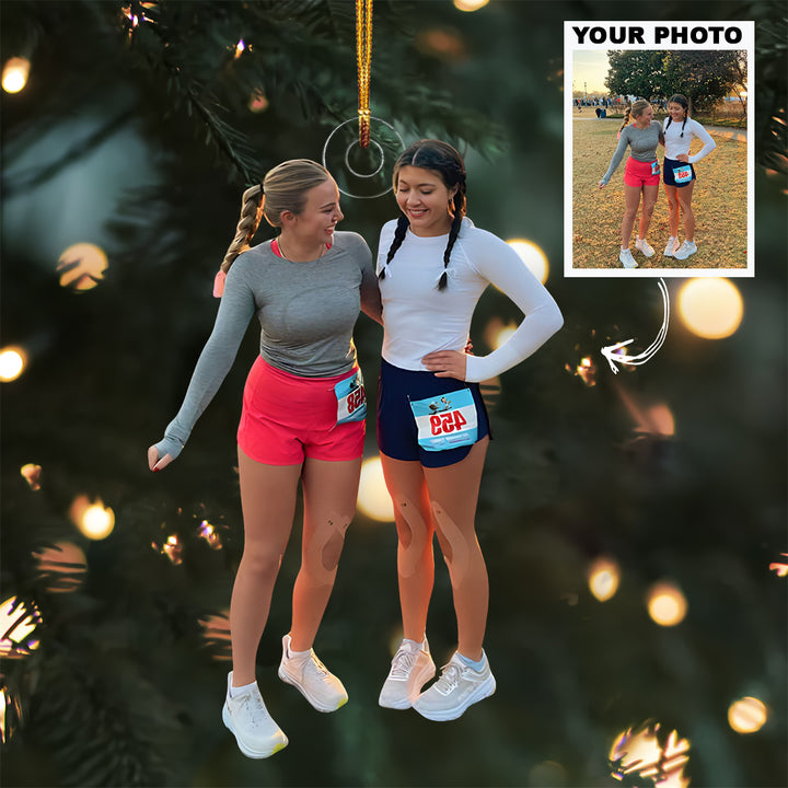 Chasing the Finish Line - Personalized Photo Mica Ornament - Christmas Gift For Family Members