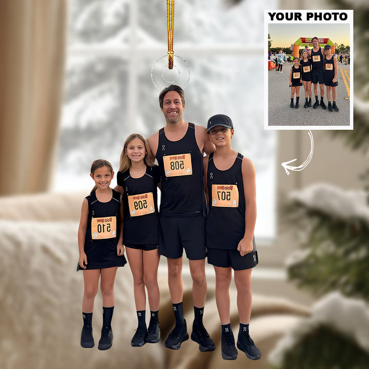 Chasing the Finish Line - Personalized Photo Mica Ornament - Christmas Gift For Family Members