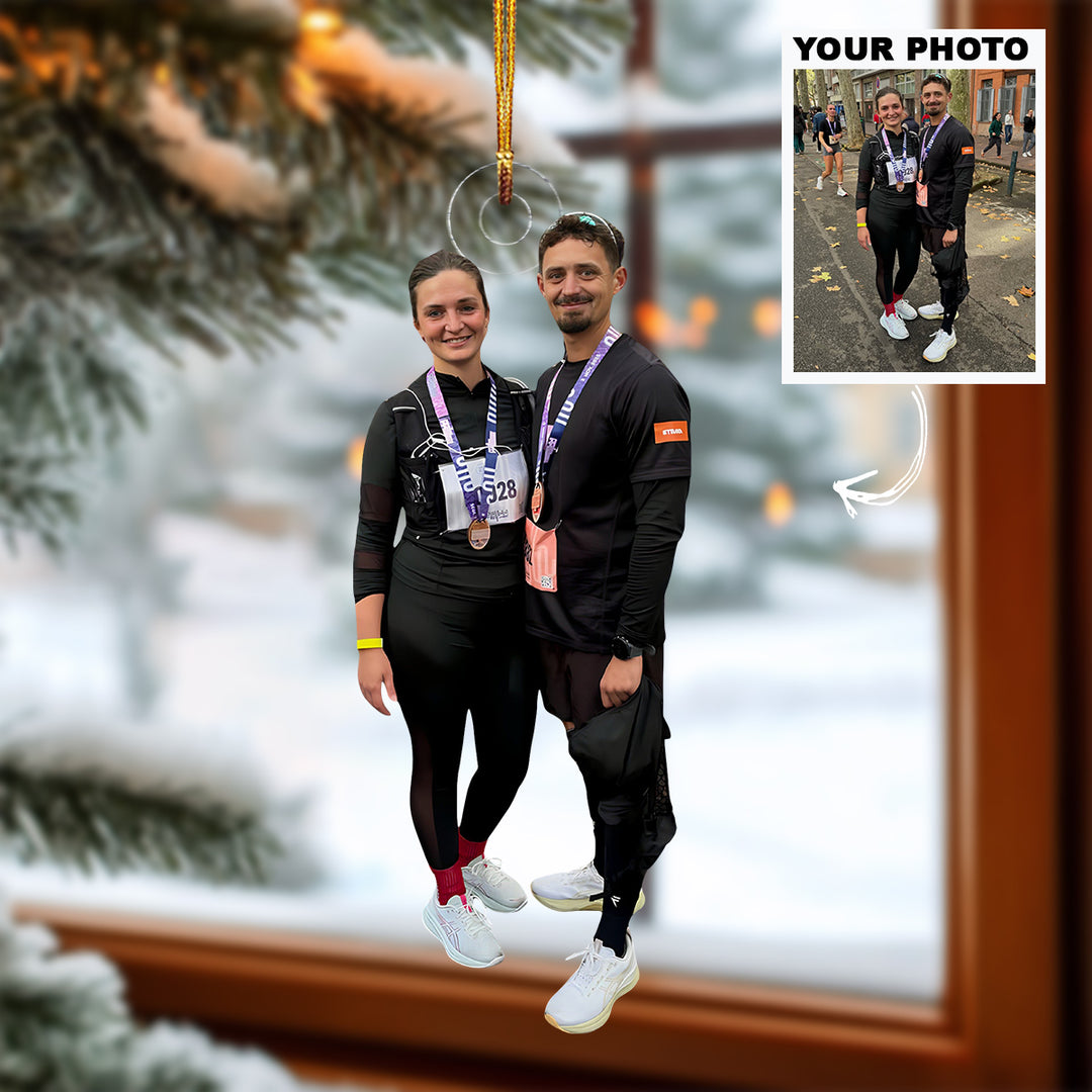Chasing the Finish Line - Personalized Photo Mica Ornament - Christmas Gift For Family Members