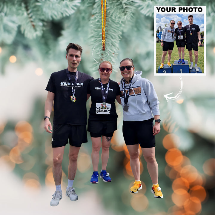 Chasing the Finish Line - Personalized Photo Mica Ornament - Christmas Gift For Family Members
