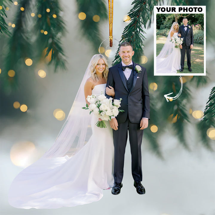 Forever Begins Here - Personalized Photo Mica Ornament - Christmas Gift For Family Members