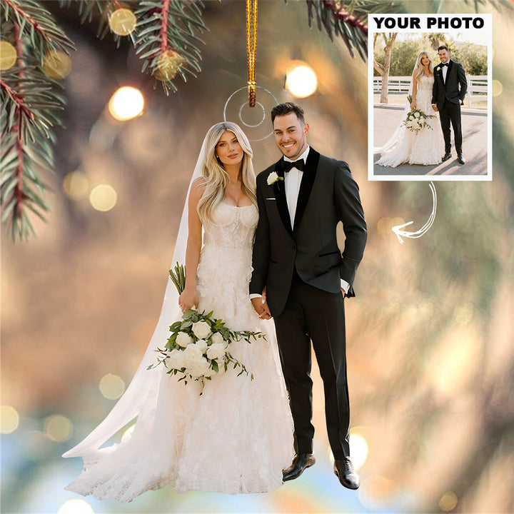Forever Begins Here - Personalized Photo Mica Ornament - Christmas Gift For Family Members