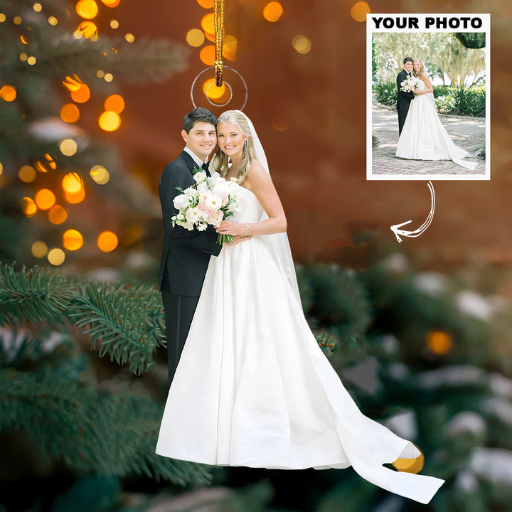 Forever Begins Here - Personalized Photo Mica Ornament - Christmas Gift For Family Members