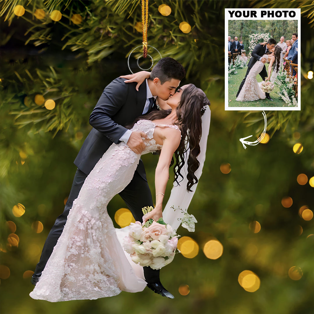 Forever Begins Here - Personalized Photo Mica Ornament - Christmas Gift For Family Members