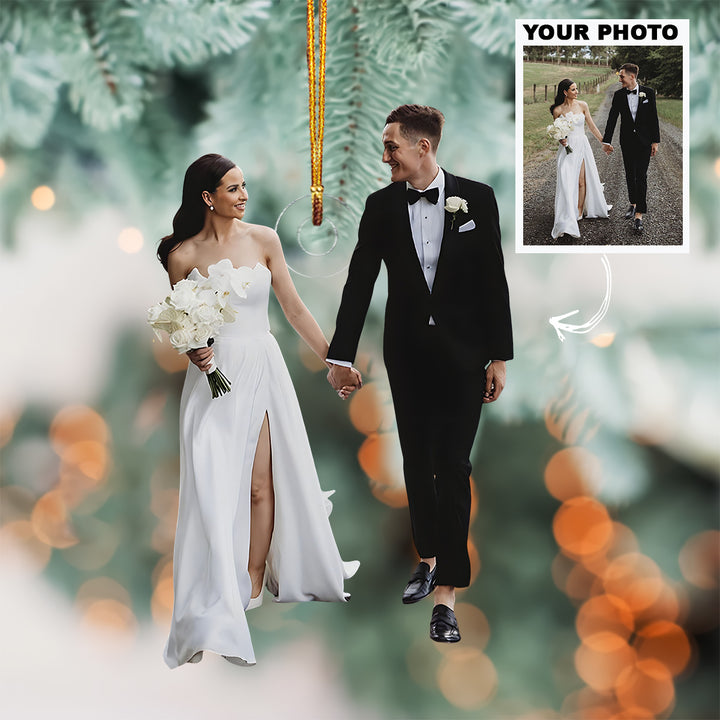 Forever Begins Here - Personalized Photo Mica Ornament - Christmas Gift For Family Members