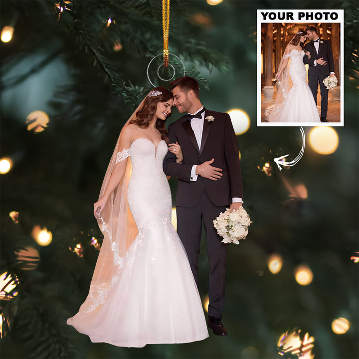 Forever Begins Here - Personalized Photo Mica Ornament - Christmas Gift For Family Members