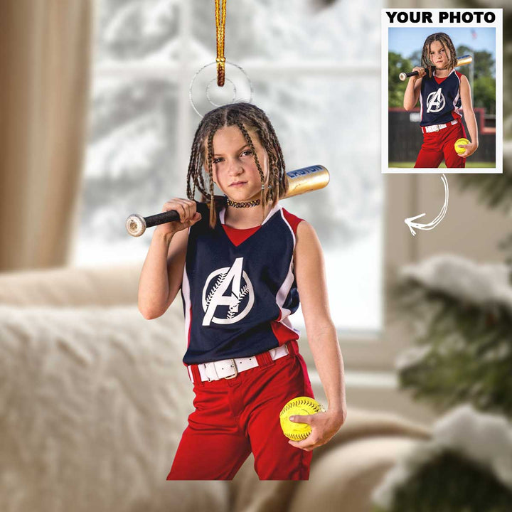 All-Star Confidence - Personalized Photo Mica Ornament - Christmas Gift For Sport Lovers, Softball Lovers