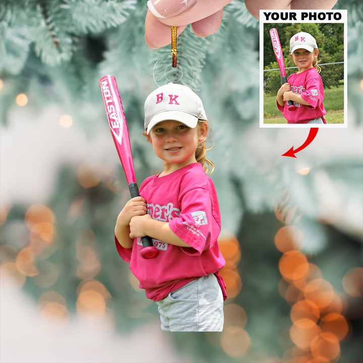 Power Pink Princess - Personalized Photo Mica Ornament - Christmas Gift For Sport Lovers, Softball Lovers