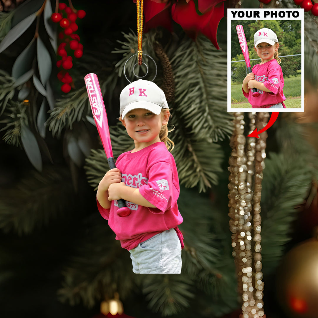 Power Pink Princess - Personalized Photo Mica Ornament - Christmas Gift For Sport Lovers, Softball Lovers