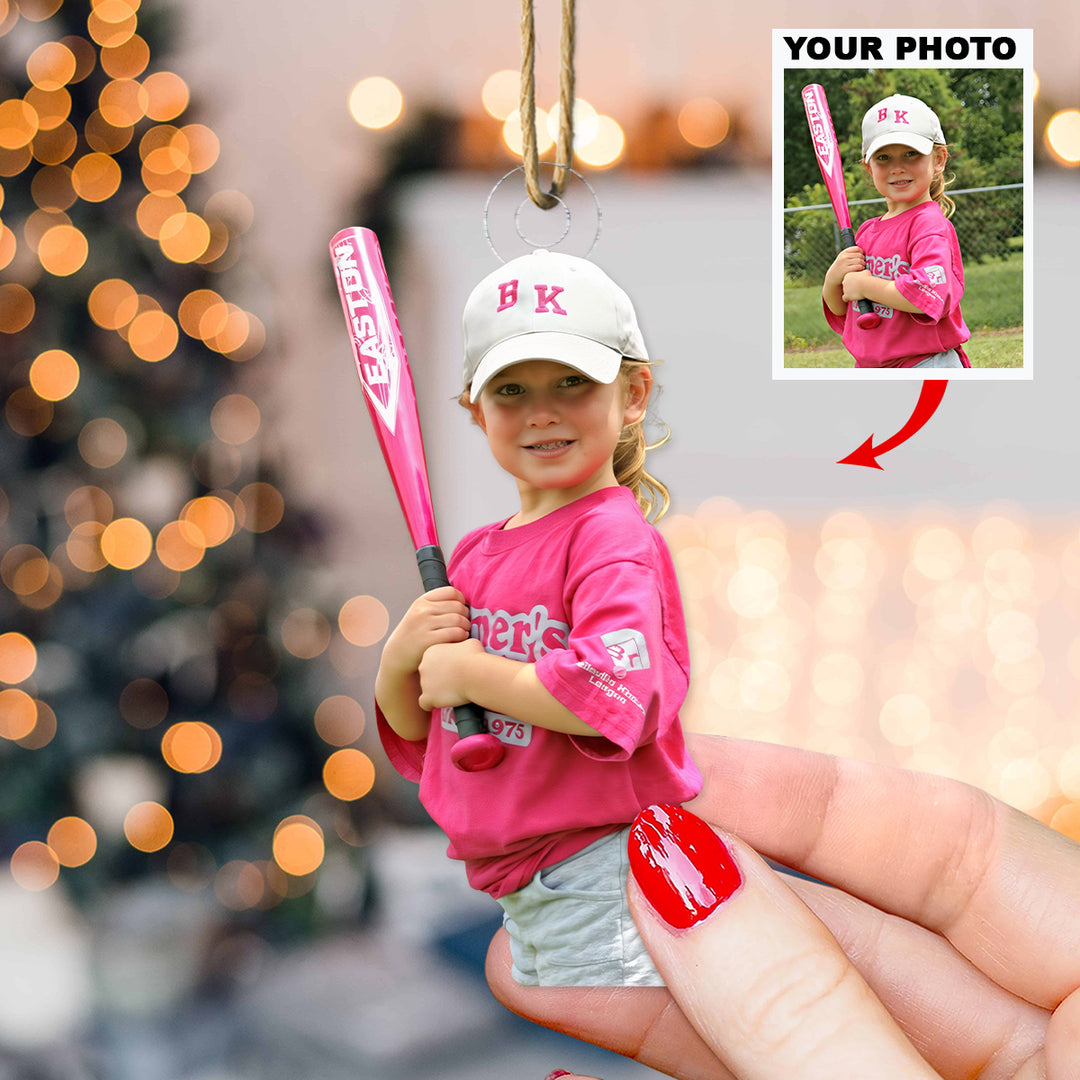 Power Pink Princess - Personalized Photo Mica Ornament - Christmas Gift For Sport Lovers, Softball Lovers