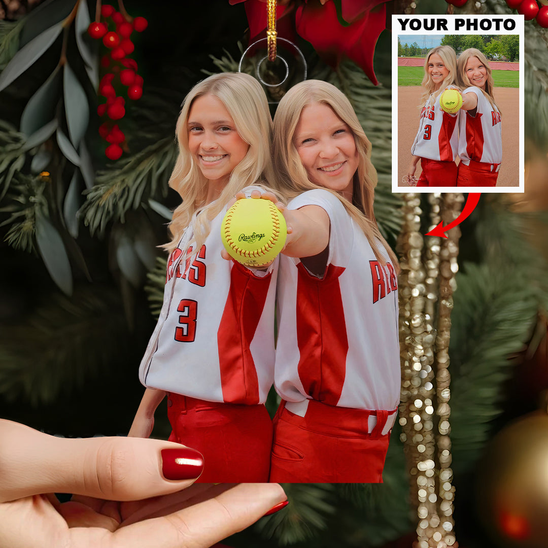 Sisters of the Diamond - Personalized Photo Mica Ornament - Christmas Gift For Sport Lovers, Softball Lovers