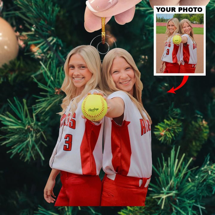 Sisters of the Diamond - Personalized Photo Mica Ornament - Christmas Gift For Sport Lovers, Softball Lovers