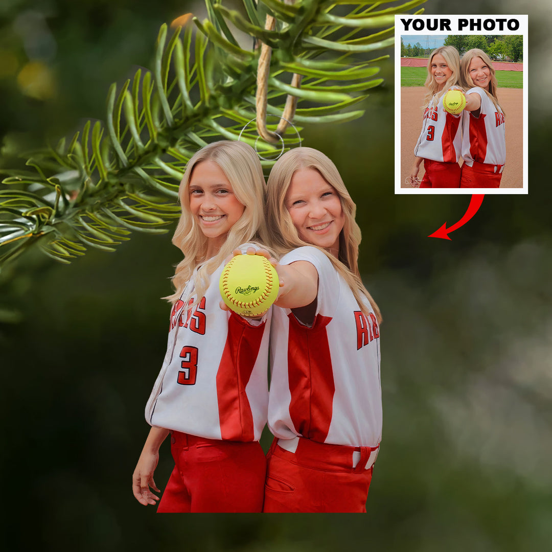 Sisters of the Diamond - Personalized Photo Mica Ornament - Christmas Gift For Sport Lovers, Softball Lovers