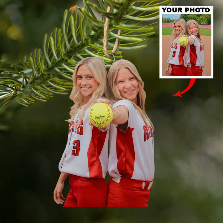 Sisters of the Diamond - Personalized Photo Mica Ornament - Christmas Gift For Sport Lovers, Softball Lovers