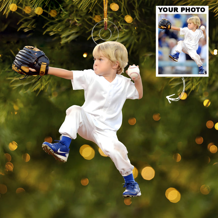 Baseball Star - Personalized Photo Mica Ornament - Christmas Gift For Family Members, Kids