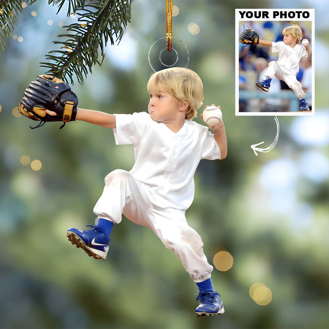 Baseball Star - Personalized Photo Mica Ornament - Christmas Gift For Family Members, Kids