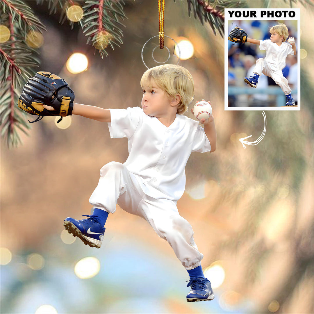 Baseball Star - Personalized Photo Mica Ornament - Christmas Gift For Family Members, Kids