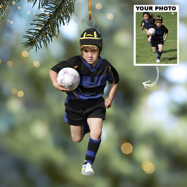 Rugby Hero - Personalized Photo Mica Ornament - Christmas Gift For Family Members, Kids