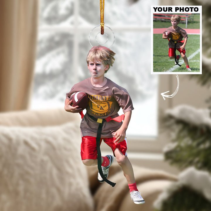 Football Dash - Personalized Photo Mica Ornament - Christmas Gift For Family Members, Kids