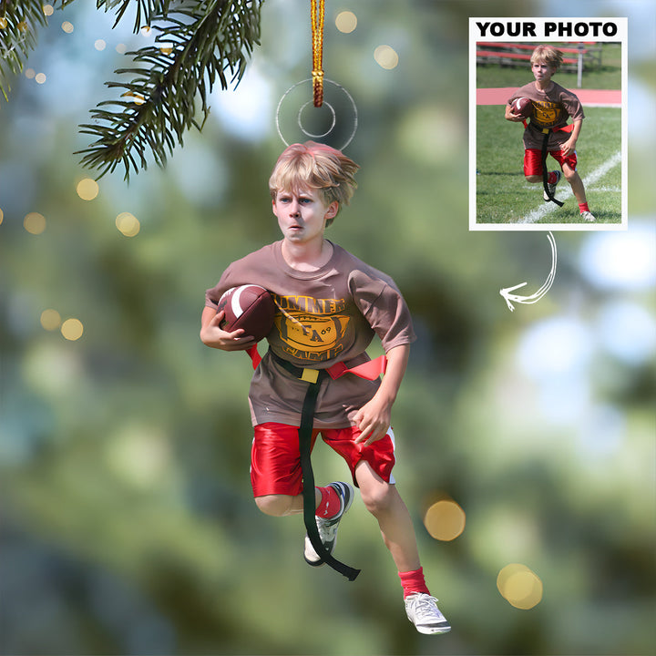 Football Dash - Personalized Photo Mica Ornament - Christmas Gift For Family Members, Kids