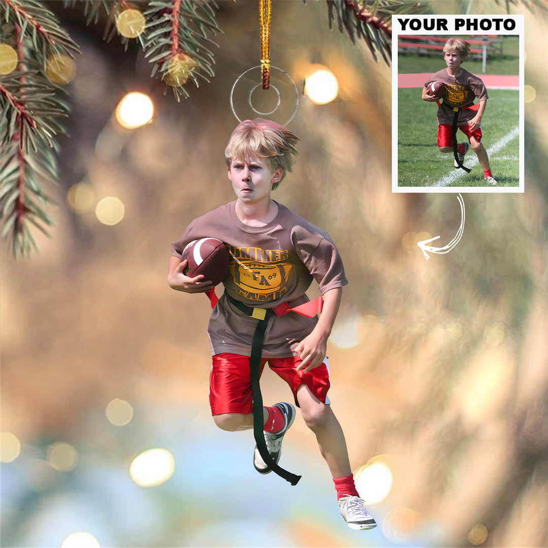 Football Dash - Personalized Photo Mica Ornament - Christmas Gift For Family Members, Kids