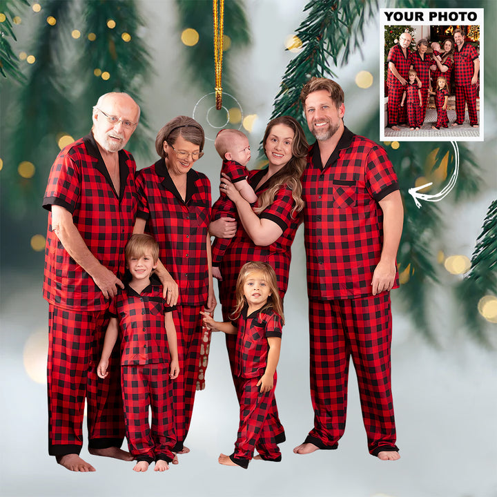 Love Wrapped in Plaid - Personalized Photo Mica Ornament - Christmas Gift For Family Members