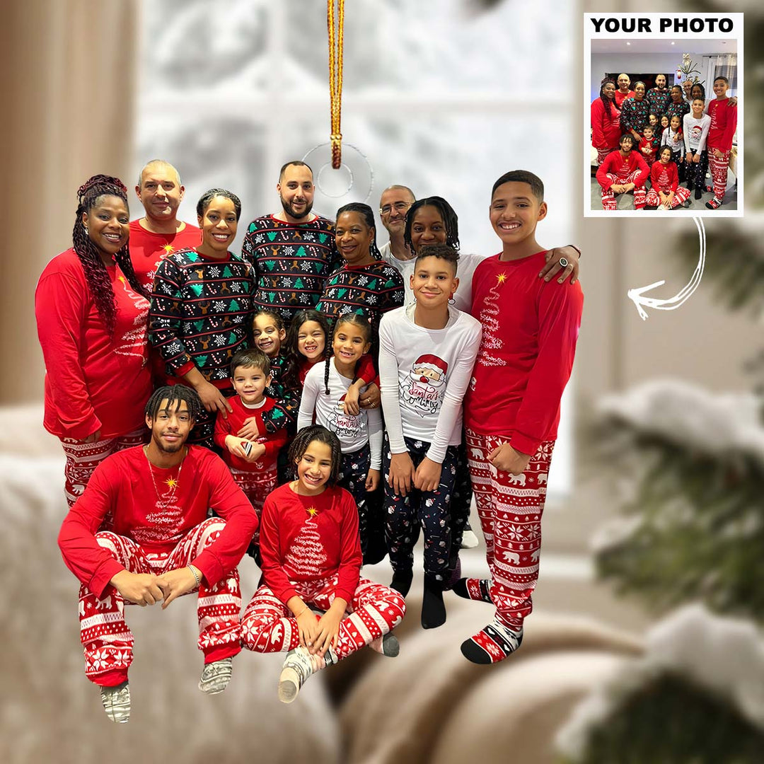 Love Wrapped in Plaid - Personalized Photo Mica Ornament - Christmas Gift For Family Members