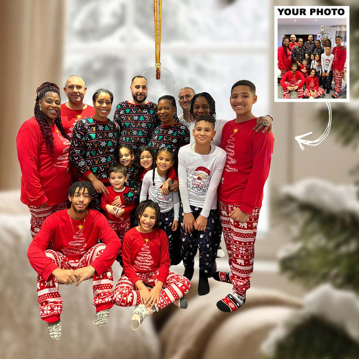 Love Wrapped in Plaid - Personalized Photo Mica Ornament - Christmas Gift For Family Members