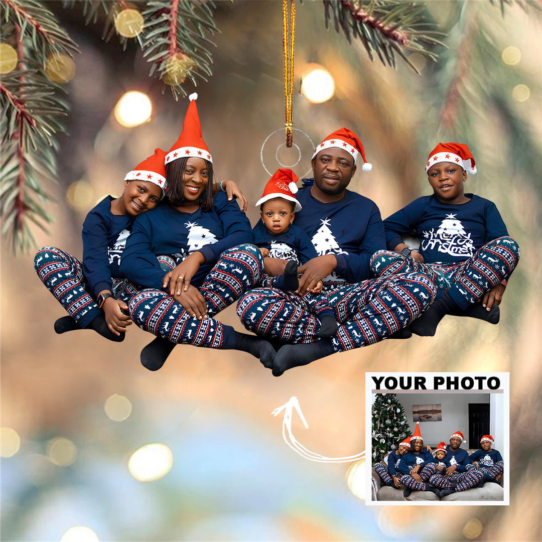 Love Wrapped in Plaid - Personalized Photo Mica Ornament - Christmas Gift For Family Members