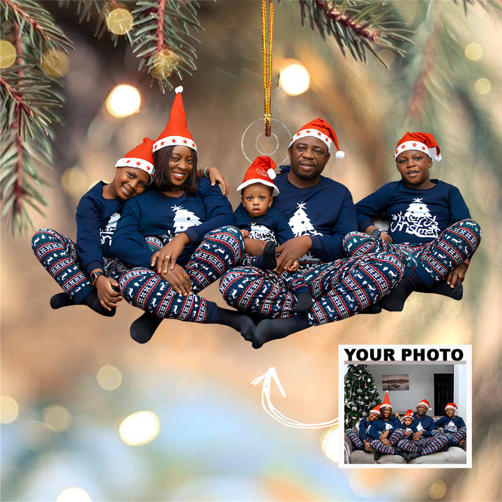 Love Wrapped in Plaid - Personalized Photo Mica Ornament - Christmas Gift For Family Members