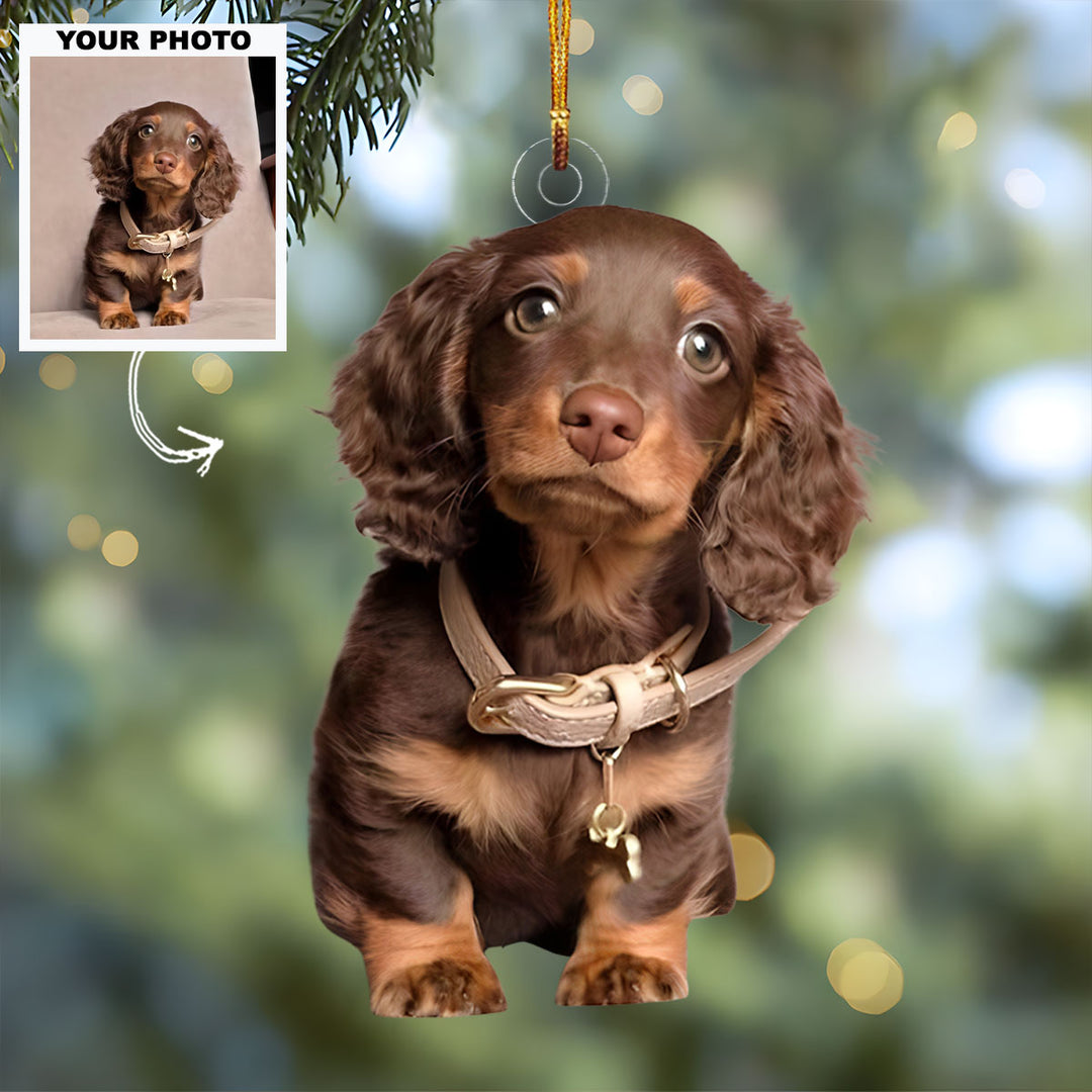 Christmas with Our Wiener Dog - Personalized Photo Mica Ornament - Christmas Gift For Dog Lover, Dog Mom, Dog Dad