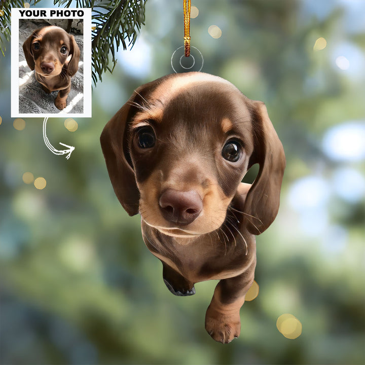 Christmas with Our Wiener Dog - Personalized Photo Mica Ornament - Christmas Gift For Dog Lover, Dog Mom, Dog Dad