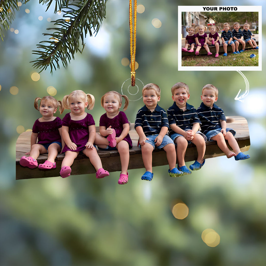 Blessed with Grandkids - Personalized Photo Mica Ornament - Christmas Gift For Family Members, Grandparents