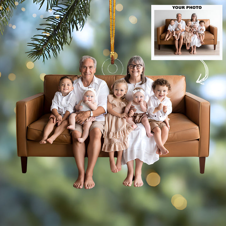 Blessed with Grandkids - Personalized Photo Mica Ornament - Christmas Gift For Family Members, Grandparents